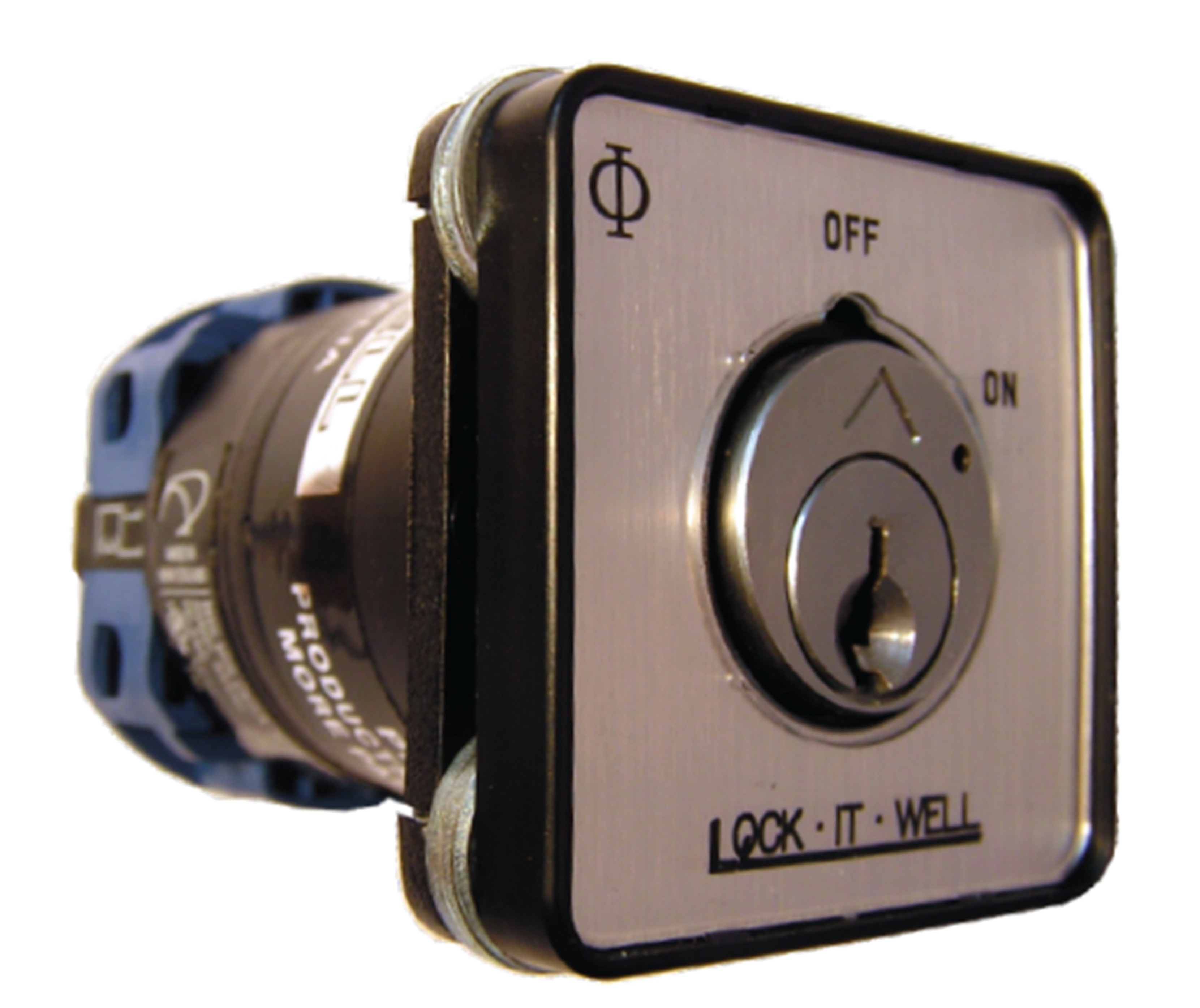 LOCK IT WELL RL111007KD R-SERIES PANEL MOUNT KEY SWITCH SPRING TO CENTRE ON/OFF/ON, C4 KEYED DIFFERENT WITH 2 KEYS 24VDC
