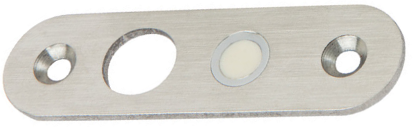 LOX DB1260 REPLACEMENT STRIKE PLATE WITH MAGNETIC DOOR SENSOR ROUNDED EDGES TO SUIT DB-1260 DROPBOLT SILVER STAINLESS STEEL