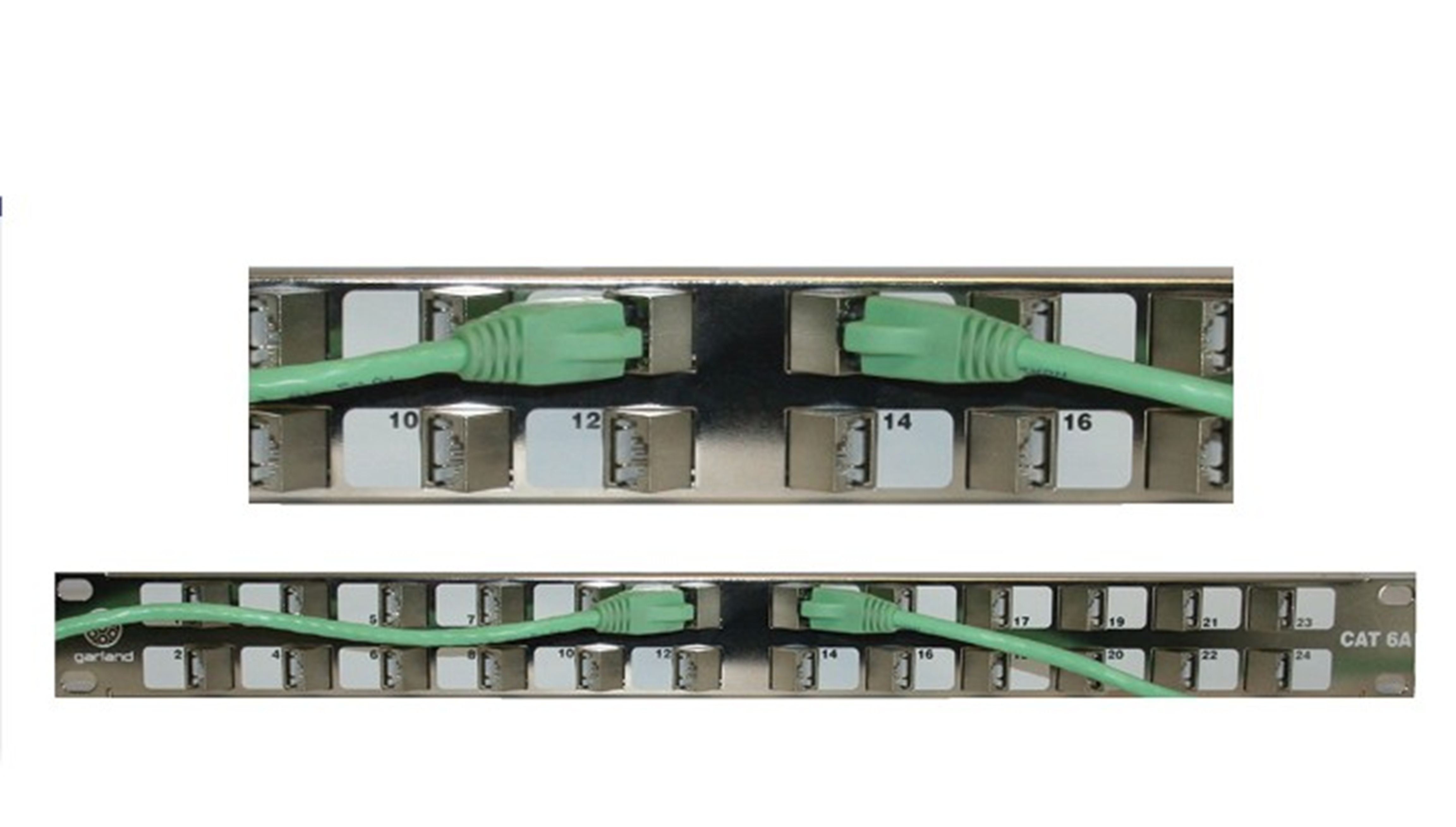 GARLAND MT6AL4524M CAT6A SCREENED 24 PORT PATCH PANEL ANGLED JACKS SILVER