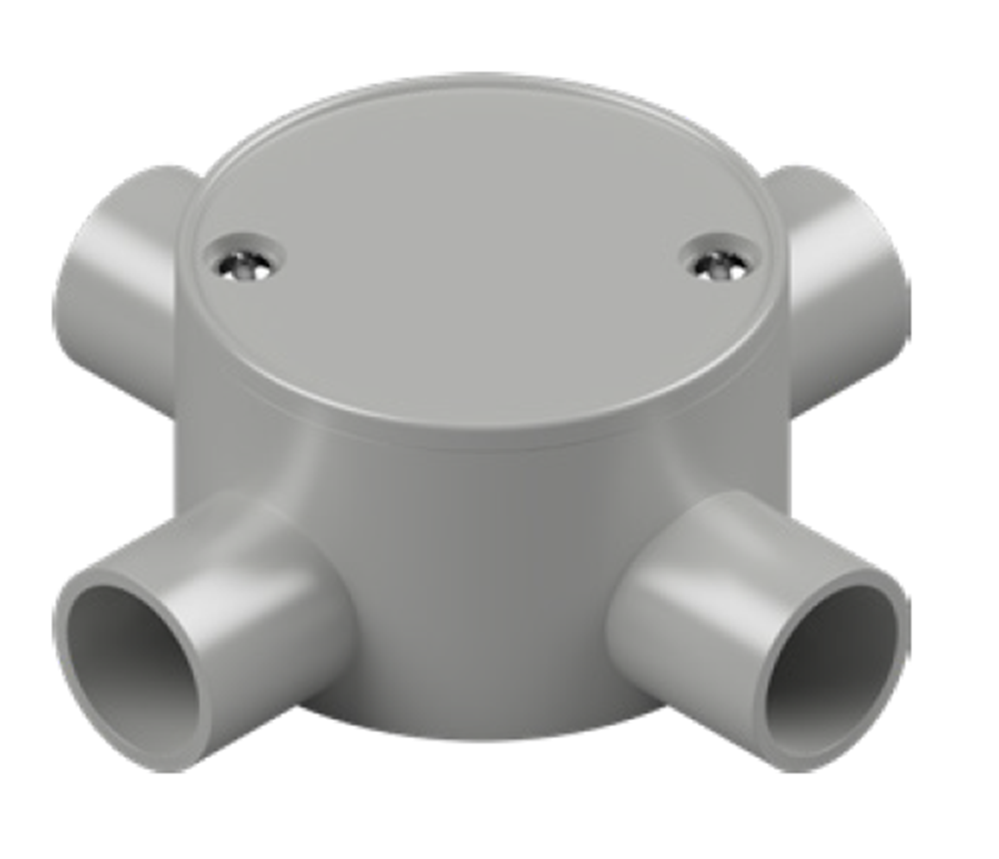 MATELEC JBS-20G/4 PVC JUNCTION BOX 20MM 4 WAY ROUND SHALLOW GREY