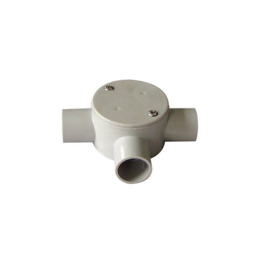 MATELEC JBS-25G/3 PVC JUNCTION BOX 25MM 3 WAY ROUND SHALLOW GREY
