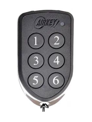 AIRKEY SERIES-4, 6 BUTTON REMOTE 26-BIT WEIGAND TRANSMITTER 433.92MHZ IP65 BLACK WITH SILVER TRIM WITH BLACK KEYS 1/2/3/4/5/6 ROLLING CODE ENCRYPTION