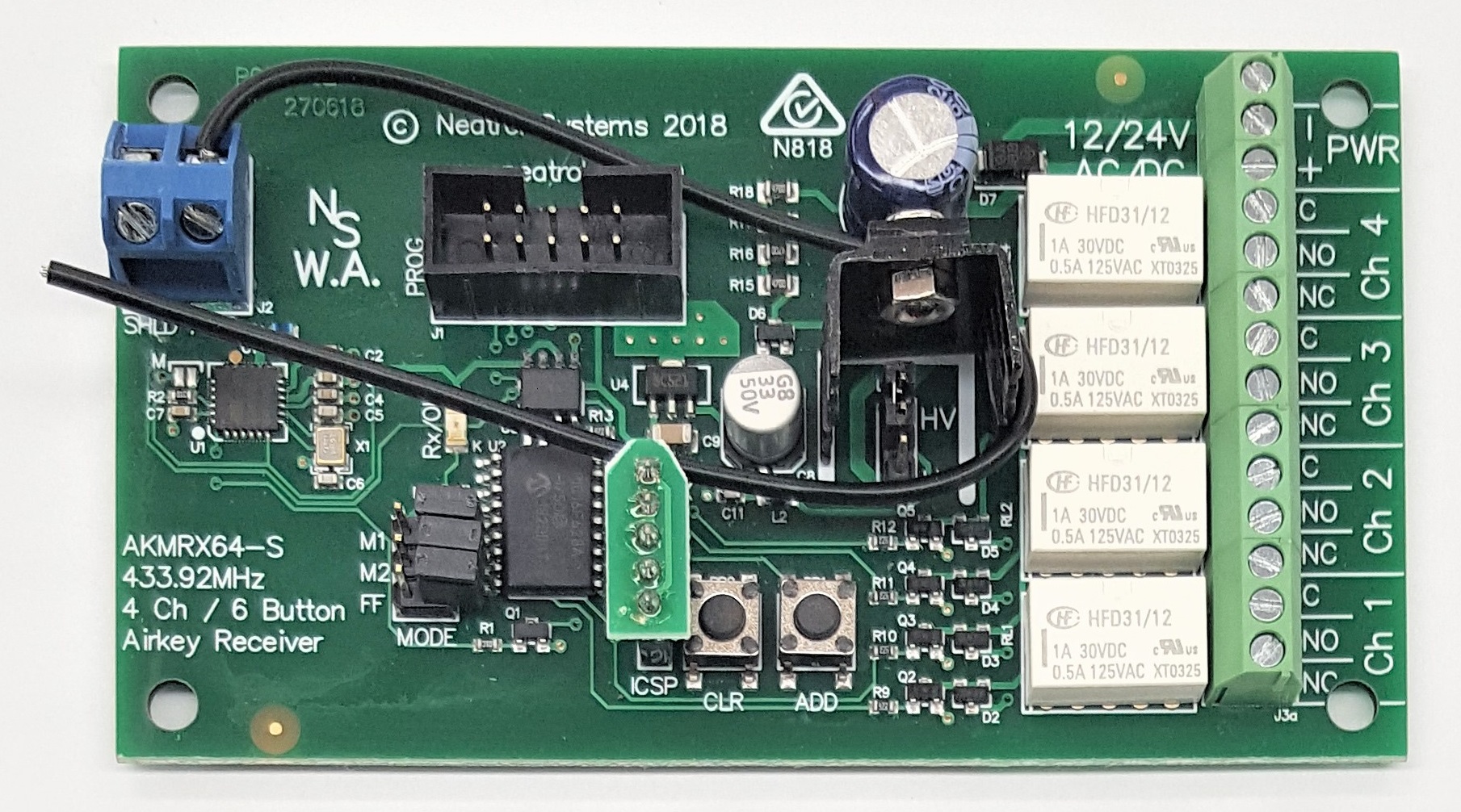 AKRX64-S STANDALONE 4-RELAY OUTPUT RECEIVER (6 CH)
