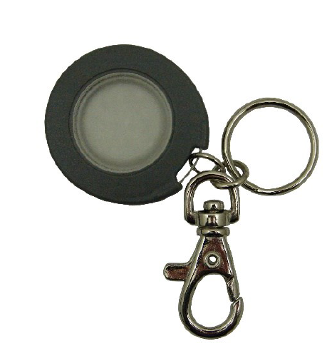 NC-PRXKEY-RW PROGRAMMABLE ROUND GREY PROX KEY CARD WITH CLEAR CENTRE, READ/WRITE, WITH KEYRING AND CLIP