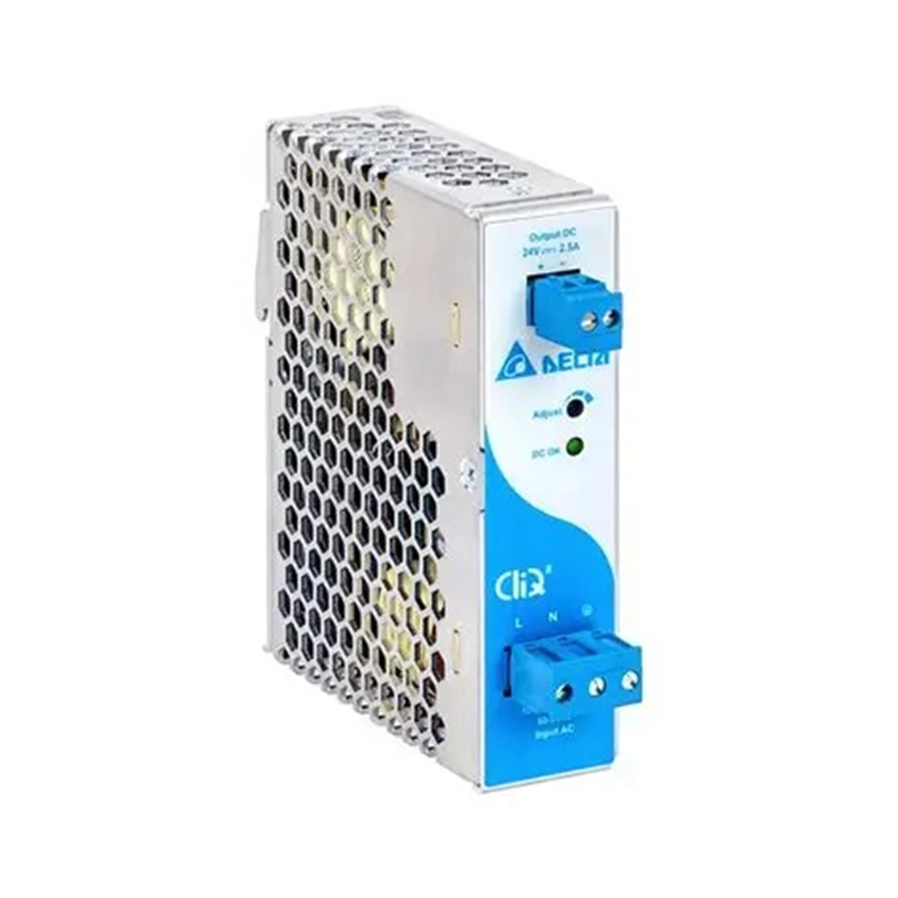 DELTA DRP024V240W1BN CLIQ II DIN RAIL POWER SUPPLY 85-264VAC INPUT 24VDC 10A 240W IEC SOCKET 2M IEC MAINS CABLE