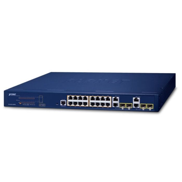 PLANET 16PORT ( 20P) GIGABIT SWITCH 220W POE TOTAL CAPACITY L2/L4 MANAGED BLACK 100-240VAC