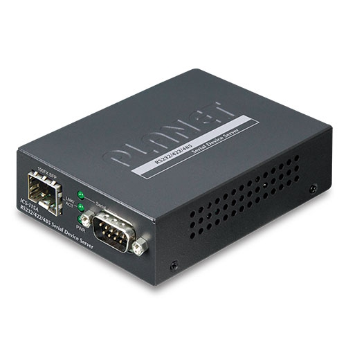 PLANET ETHERNET TO RS232/RS422/RS485 SERIAL CONVERTER WITH 1 PORT 100BASE-FX SFP TO DB9 5VDC DIN/WALL MOUNTED 50bps~921Kbps BLACK