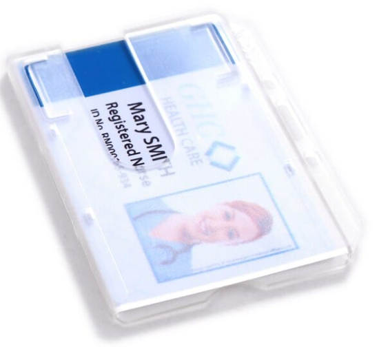 CHRR03-L FROSTED LANDSCAPE RIGID ID CARD DISPENSER WITH SIDE CARD ENTRY SUPPORT 1 x STANDARD 30MIL CARD