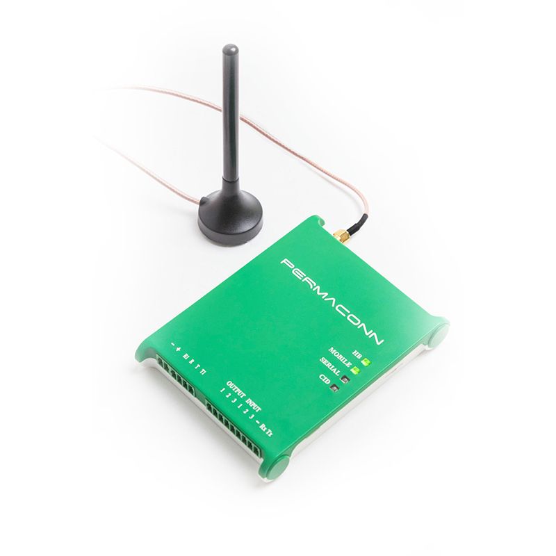 PERMACONN SINGLE SIM CAT-M1 COMMUNICATOR WITH 3 x AUX INPUT 3 x OUTPUT 8-15VDC INCLUDES ANTENNA (ANTH3G) & INSTALL KIT GREEN *P2 or P8 SERVICE ONLY *NO PSU*