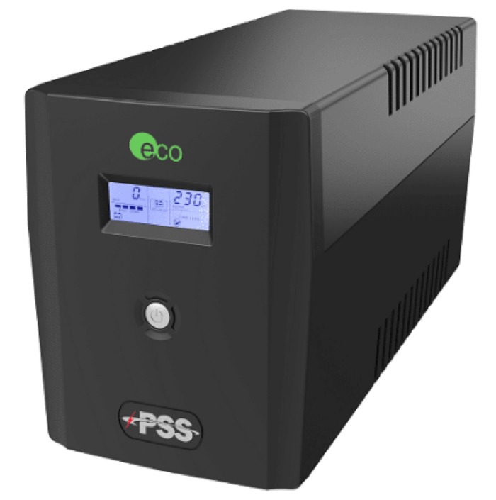 PSS ECO-ALTO SERIES 2200VA UPS FLOOR MOUNTED SINGLE PHASE LINE INTERACTIVE SURGE PROTECTION 4x 3-PIN AU SOCKET 2 x BATTERY 12V/9AH 24VDC BLACK 2-6ms 1x USB/ RS232 & RJ45 PORT FOR IOT OP TEMP 0 ~ +40