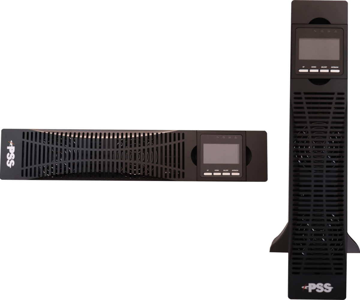 PSS 240VAC UPS IEC MAINS PLUG 1x OUTPUT TERM STRIP OUTPUT RACK MOUNTED SINGLE PHASE WITH BATTERY BACKUP 20x 9AH BATTERY INSTALLED BLACK