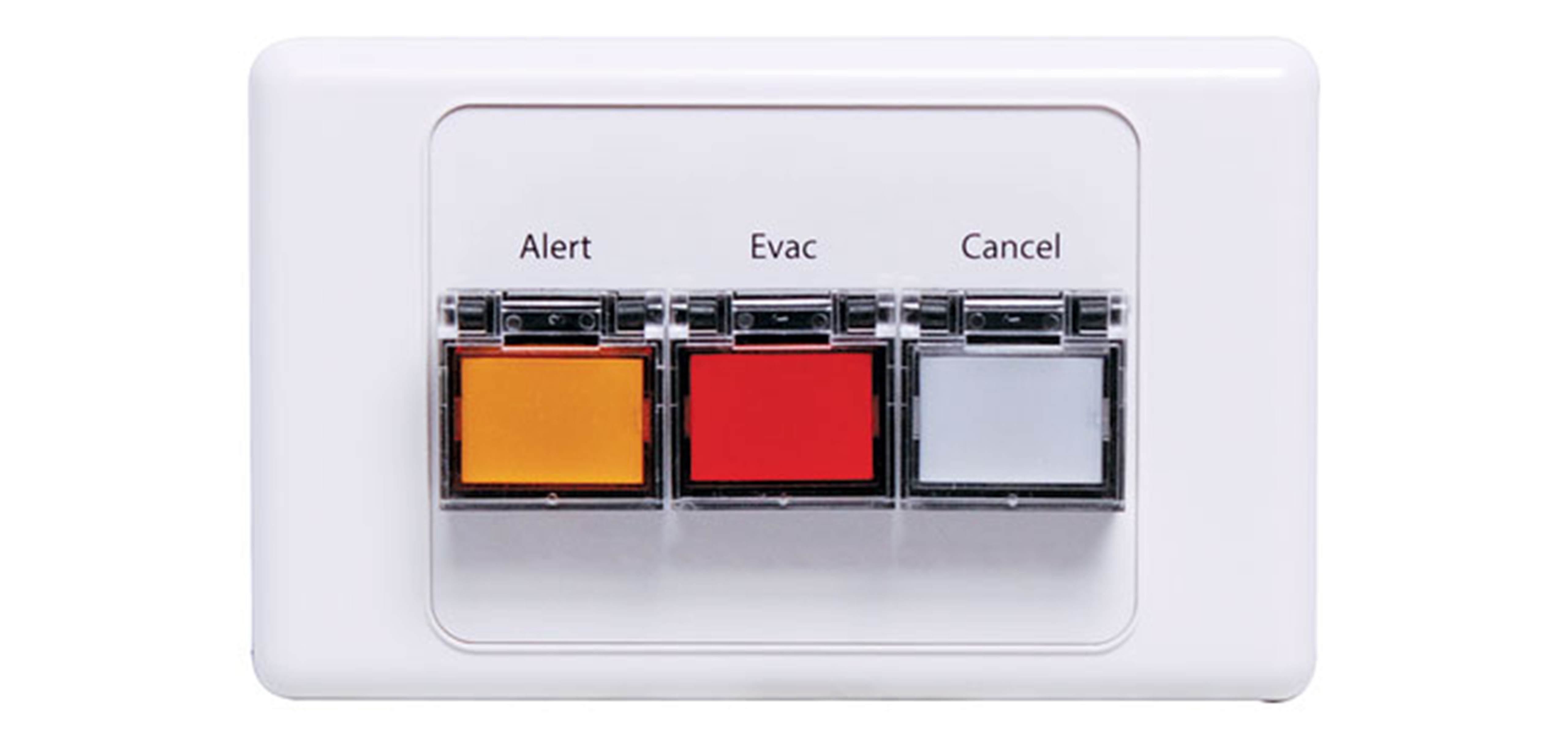 REDBACK A 2078B 3 BUTTON ALERT EVAC CANCEL REMOTE WALL PLATE 24VDC WHITE 175Hx482Wx44D (MM)