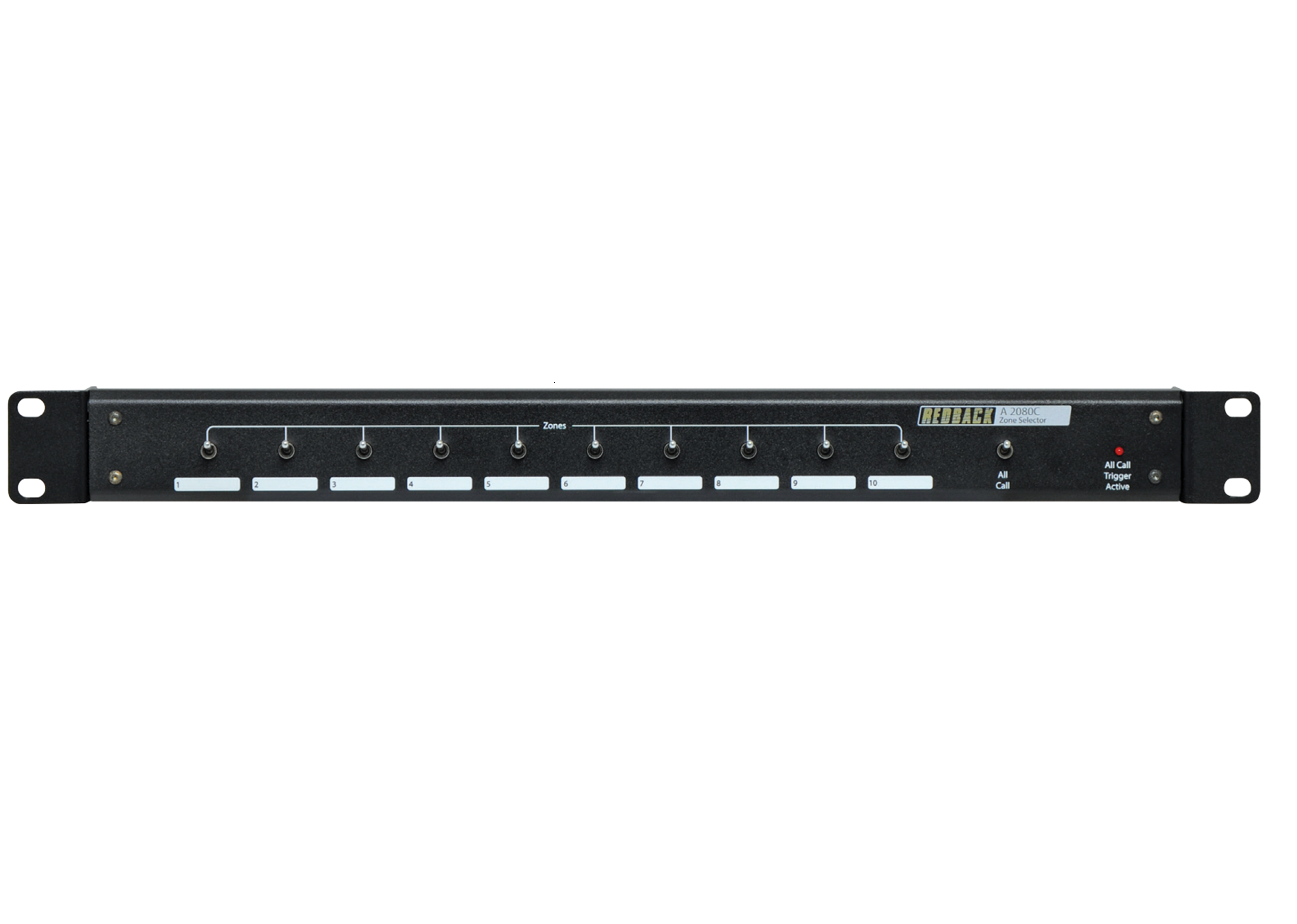 REDBACK A2080C 10 ZONE ALL CALL 100V LINE PA SPEAKER SELECTION PANEL 50W PER ZONE 500W RACK MOUNTED BLACK