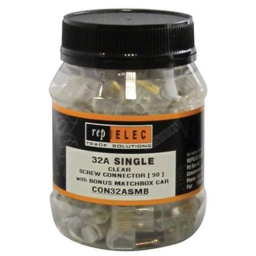 32A SINGLE SCREW CABLE NUT CONNECTOR PLASTIC CLR 90 PACK