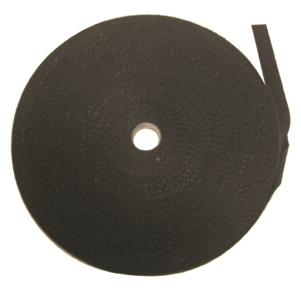 HOOK & LOOP CABLE TIE BLACK DOUBLE SIDED 12mm WIDE x 22.8m ROLL