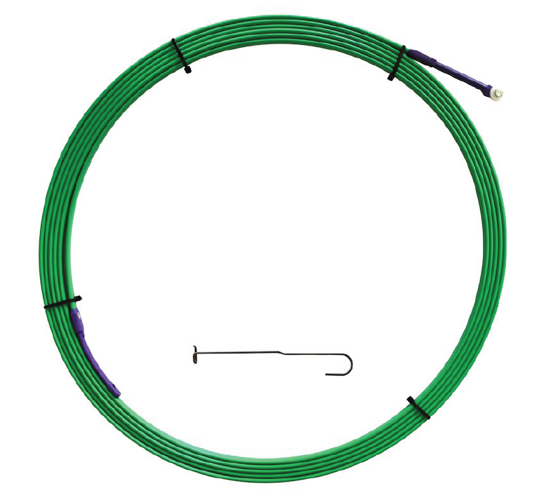 THE FERRET FIBREGLASS FISH TAPE 8M GREEN WITH FISHING HOOK