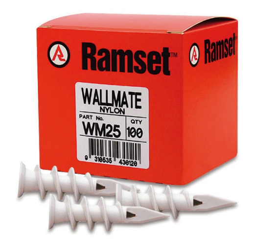 RAMSET WALL BOARD/ WALL MATE ANCHOR 6-8G NYLON  20mm SCREW WHITE 100 PACK