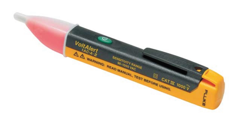 FLUKE 1AC II NON-CONTACT VOLTAGE TESTER -90VAV TO 1000VAC/ 200VAV TO 1000VAC AUD/SILENT MODES PLASTIC YELLOW/GREY 2x AAA BATTERIES