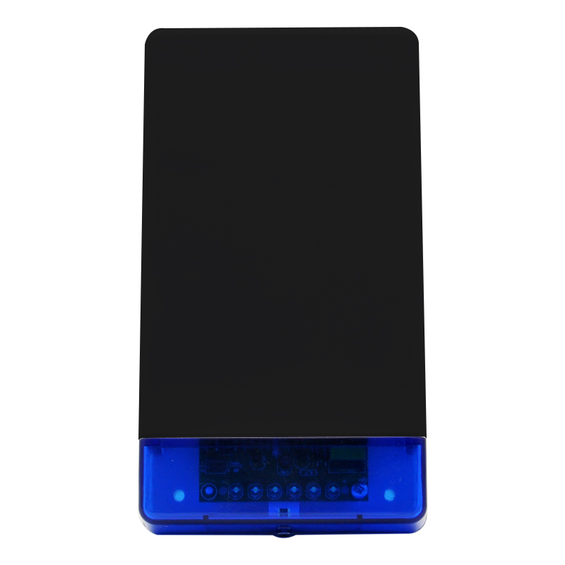 BLACK COVER EXTERNAL MINI COMBO SIREN/ STROBE WITH SELECTABLE TONE UPTO 110dB WITH EOL RESISTORS BUILT IN WITH FRONT & BACK TAMPERS BLUE LENS UV RESISTANT WEATHERPROOF 12VDC 250mA