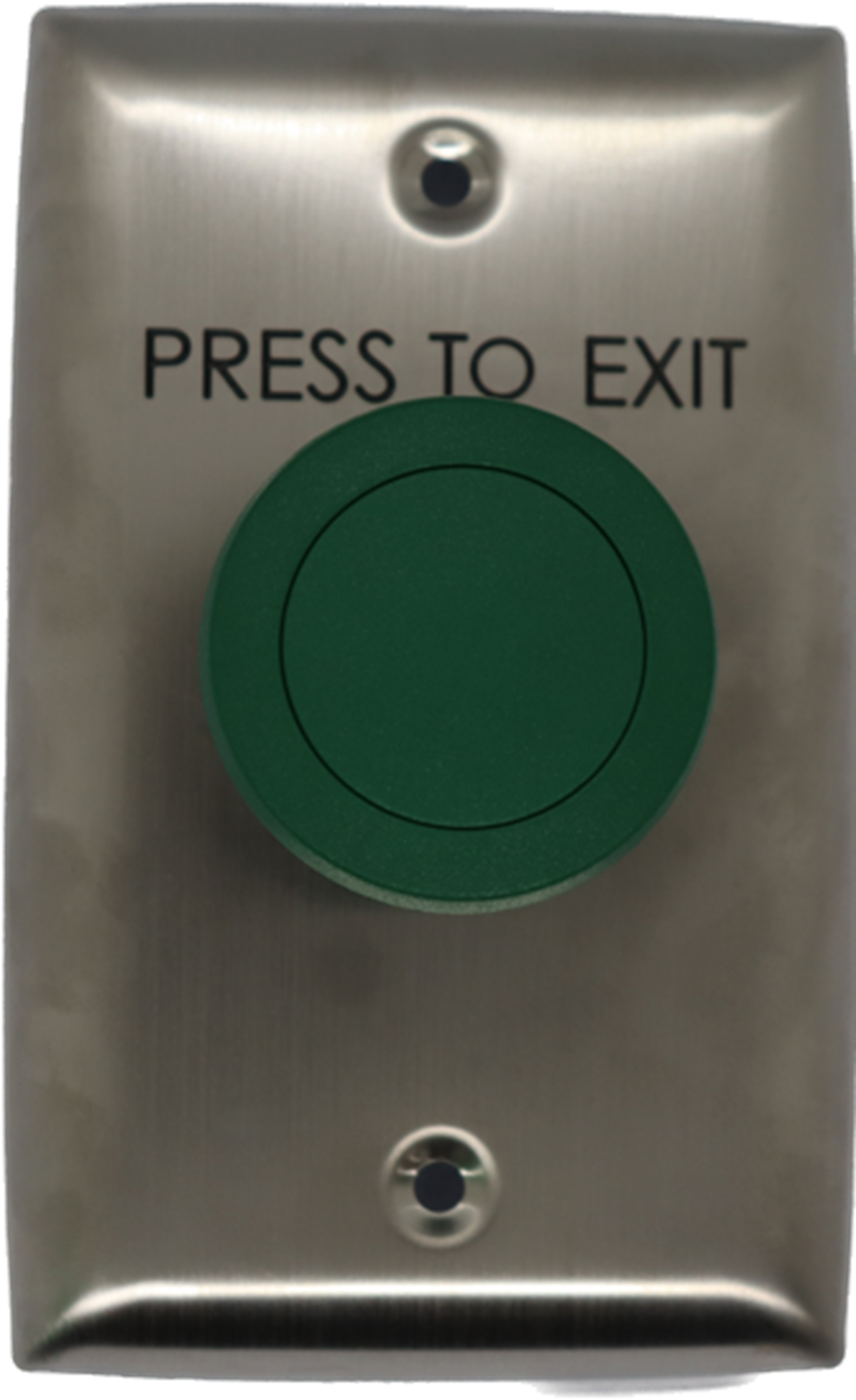 SMART PUSH BUTTON GREEN MUSHROOM HEAD ON CURVED STANDARD STAINLESS STEEL PLATE WITH 