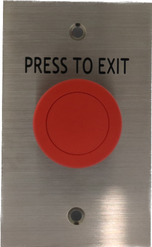 SMART PUSH BUTTON RED MUSHROOM HEAD ON FLAT STANDARD STAINLESS STEEL PLATE WITH 