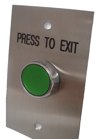 SMART PUSH BUTTON GREEN SHROUDED HEAD ON FLAT STANDARD STAINLESS STEEL PLATE WITH 