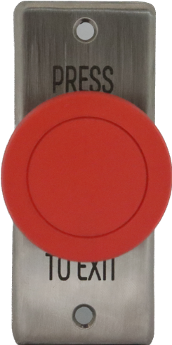 SMART PUSH BUTTON RED MUSHROOM HEAD ON FLAT STANDARD STAINLESS STEEL PLATE WITH 