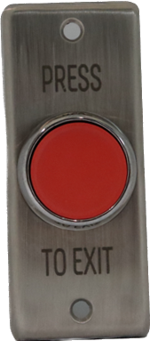 SMART PUSH BUTTON RED SHROUDED HEAD ON FLAT SLIM/ MULLION STAINLESS STEEL PLATE WITH 