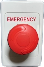 ARLSWP-19-EME TWIST-TO-RELEASE RED BUTTON, ENGRAVED EMERGENCY ON PLASTIC PLATE IN RED