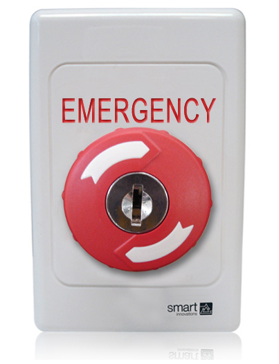 KEY RELEASE RED BUTTON ON ENGRAVED PLASTIC PLATE-AS