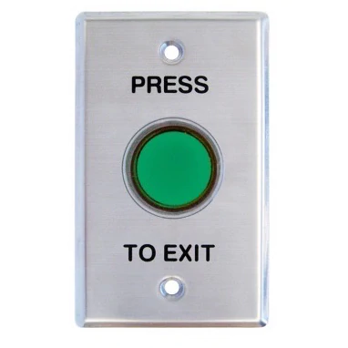 SMART PUSH BUTTON GREEN SHROUDED HEAD WITH LED ON CURVED EDGE STANDARD STAINLESS STEEL PLATE WITH 