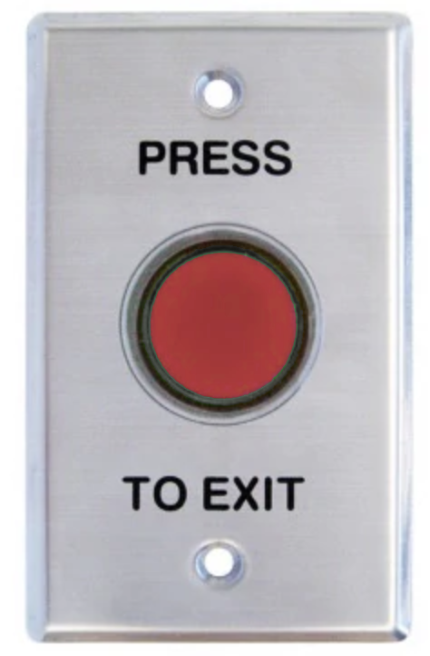 WEL2231R  ILLUMINATED RED & SHROUDED RED BUTTON ON FLAT ST/ST PLATE