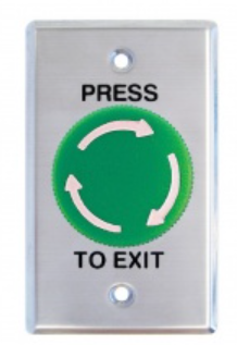 WELL2210G GREEN TWIST TO EXIT REX BUTTON  ST/ST PLATE