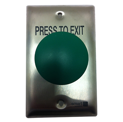SMART PUSH BUTTON GREEN DOME HEAD ON CURVED STANDARD STAINLESS STEEL PLATE WITH 