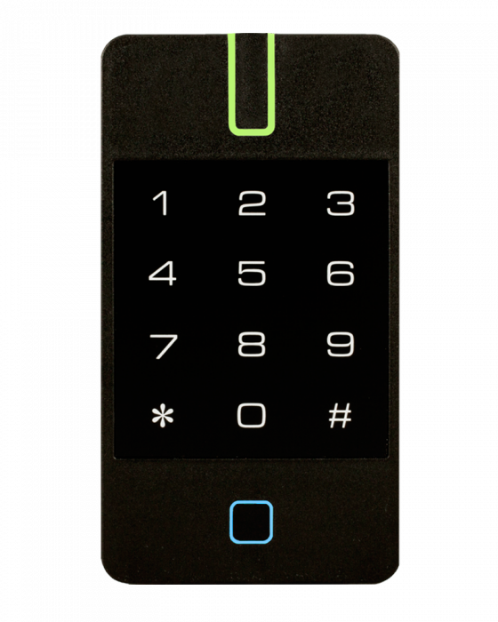 SMART IPR10M MIFARE KEYPAD/READER COMBO BLACK + LED STATUS INDICATOR, SUITABLE FOR MIFARE CREDENTIALS 13.56MHZ (HIGH FREQUENCY) UP TO 42 BITS WIEGAND/RS232 9-15V 120HX65WX17.5D