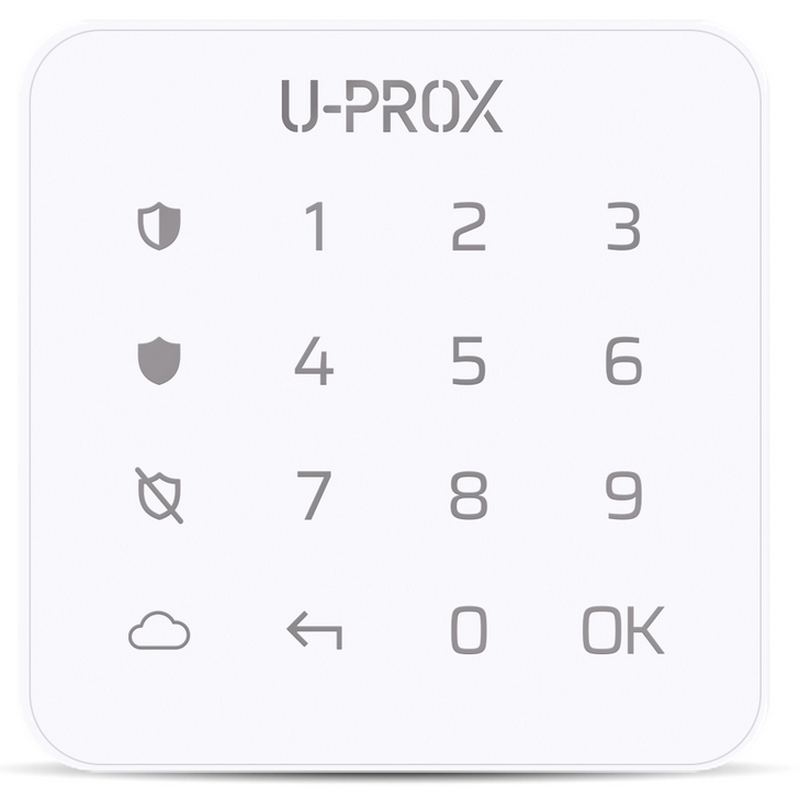 U-PROX WIRELESS WIRELESS KEYPAD 4x4 WHITE WITH BACKLIT PLASTIC WALL MOUNT 916.5-917MHz 2x AAA BATTERY (3V) SUITS ALL NESS RADIO RECEIVERS 1x PARTITIONS