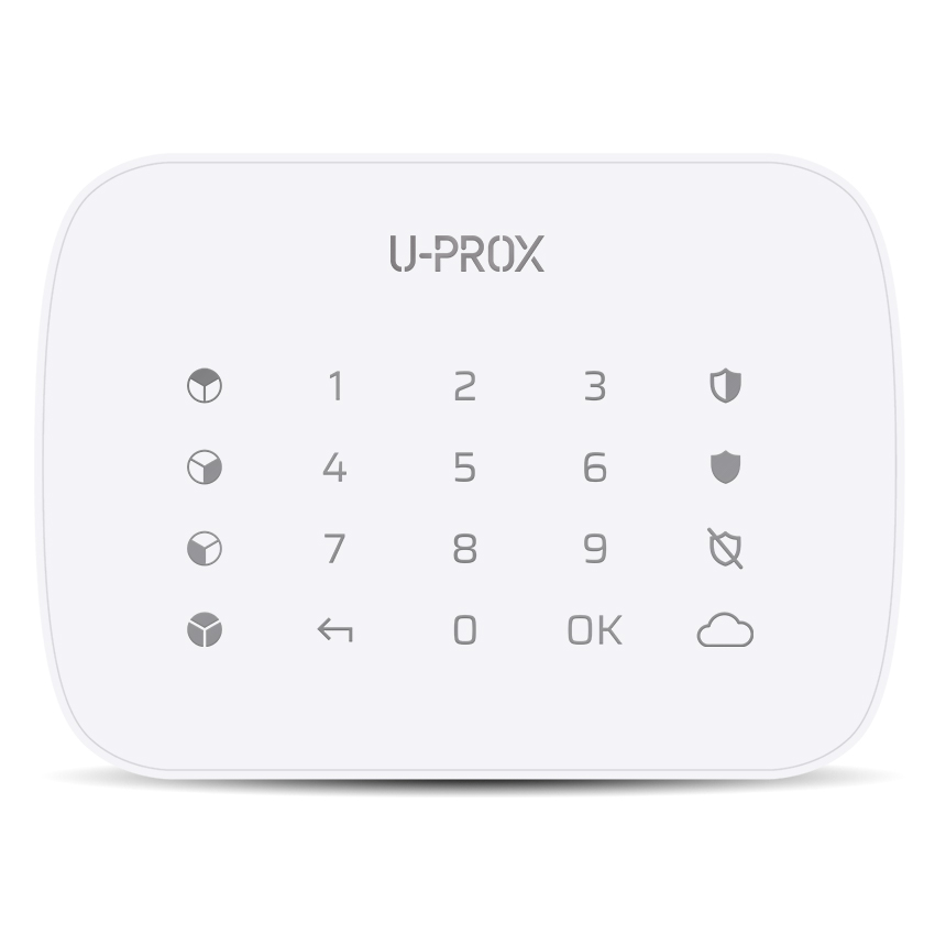 U-PROX WIRELESS WIRELESS KEYPAD 5x4 WHITE WITH BACKLIT PLASTIC WALL MOUNT 916.5-917MHz 4xAAA BATTERY (3V) SUITS ALL NESS RADIO RECEIVERS 4x PARTITIONS