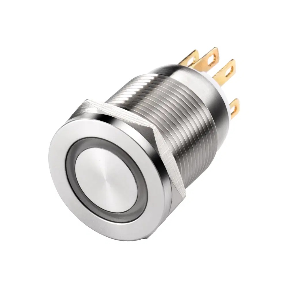 SMART GQ2211R-ALT-BU-24V 22MM LATCHING RING LED PUSH BUTTON IP65 24VDC 1NO+1NC STAINLESS STEEL BLUE