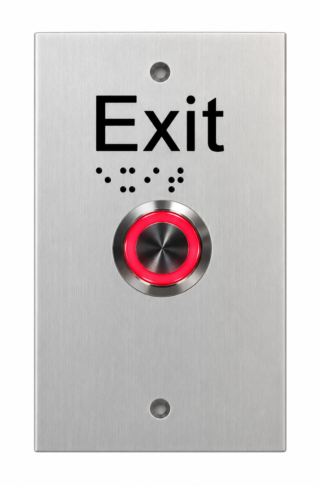 SMART ARLSWPBRAILLE-1R-12V PUSH BUTTON RED ILLUMINATED RING ON FLAT STAINLESS STEEL PLATE WITH 