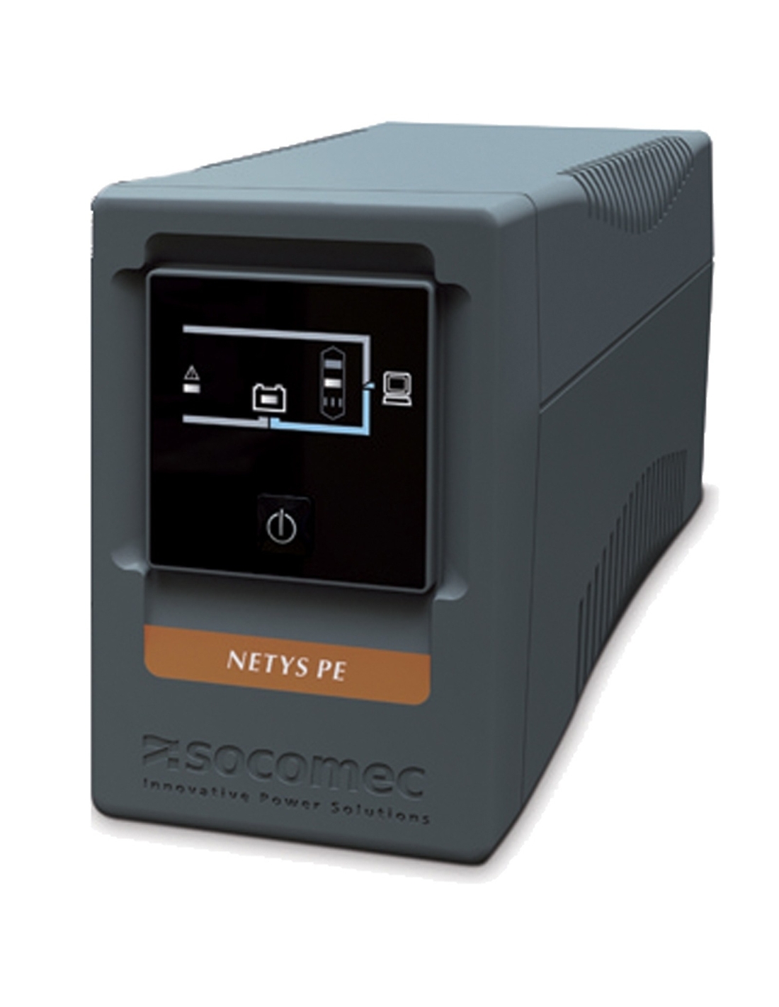 SOCOMEC NETYS PE SERIES 850VA UPS SINGLE PHASE LINE INTERACTIVE SURGE PROTECTION 4x IEC( C13F) 2 x BATTERY 12V/7AH 24VDC 20 MIN BACKUP TIME GREY 1x USB & RJ45 JACK 0