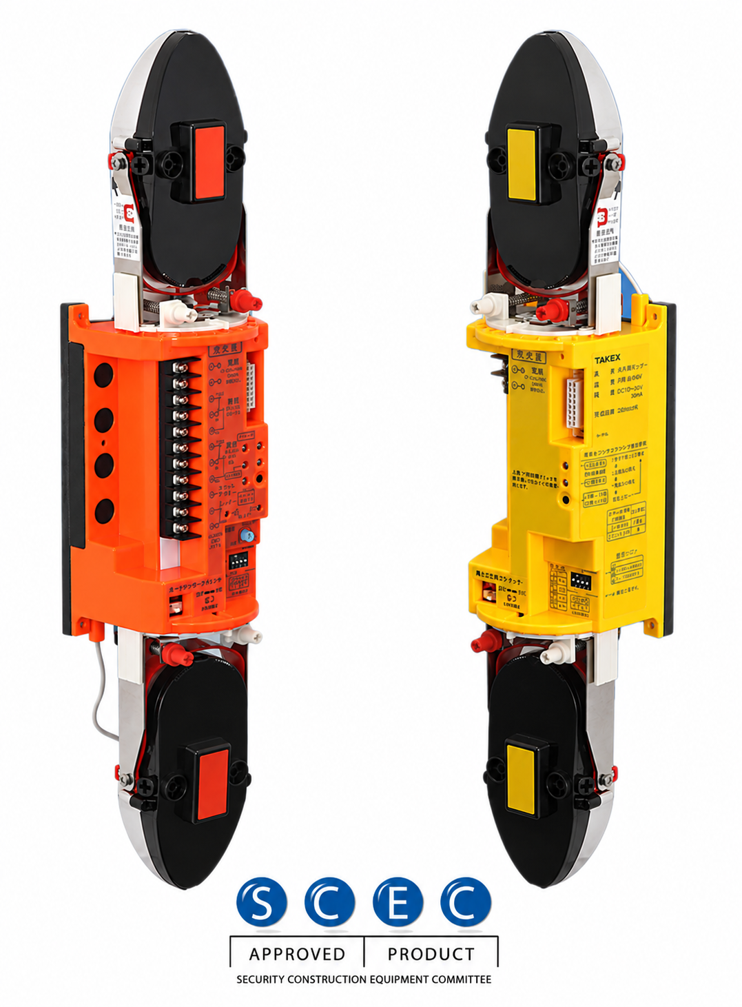 TAKEX HARDWIRED ANTI CRAWL PE BEAM WITH QUAD BEAM BLACK/ YELLOW & BLACK/ ORANGE 100M DETECTION AREA 2x SPST CONFIGURABLE PLASTIC TA TOWER MOUNT 12-30VDC
