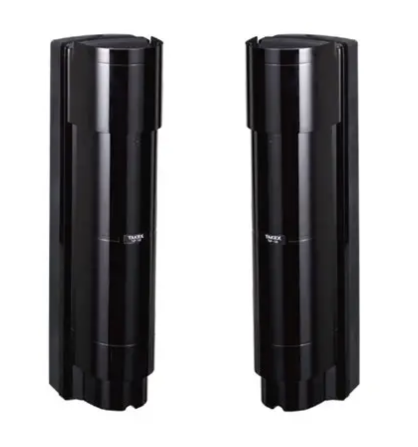 TAKEX HARDWIRED PE BEAM BLACK 50M DETECTION AREA SPDTx1 WITH TAMPER PLASTIC WALL/ POLE MOUNT IP65 12-30V