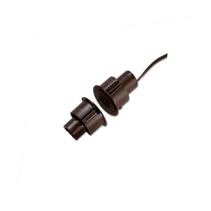 TANE HARDWIRED REED SWITCH BROWN DETECTION GAP 28MM 1 x N/C OUTPUT (DRY) PLASTIC RECESSED MOUNT 19.05MM HOLE CUTOUT CONTACT & MAGNET SAME SIZE WITH 305MM CABLE