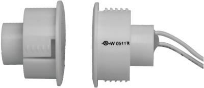 TANE HARDWIRED REED SWITCH WHITE DETECTION GAP 28MM 1 x N/C OUTPUT (DRY) PLASTIC RECESSED MOUNT 25MM HOLE CUTOUT CONTACT & MAGNET SAME SIZE WITH 305MM CABLE