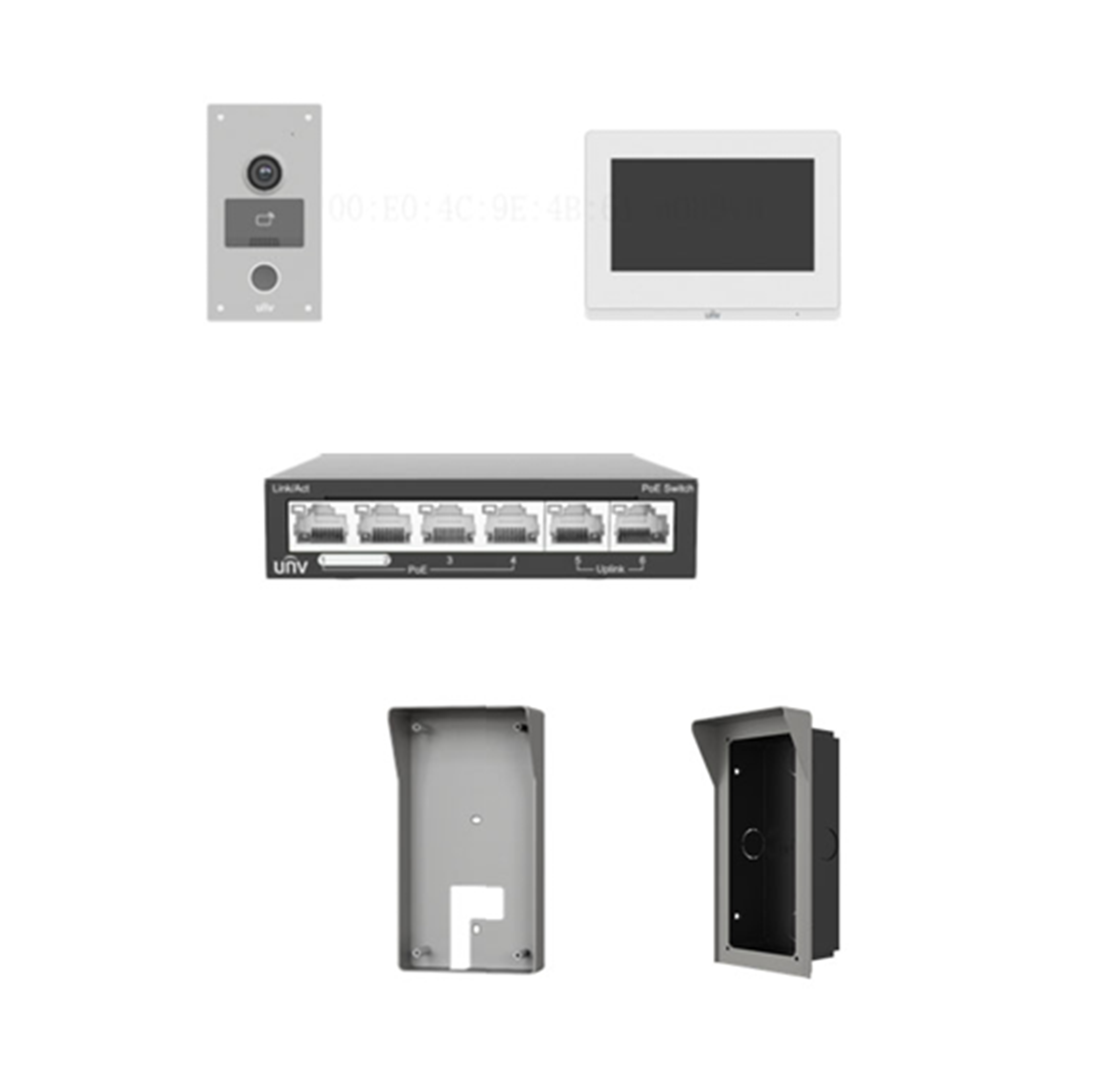 UNV KIT/201S-Z/372S-W/NSW2020 IP VIDEO INTERCOM KIT 7 INCH INDOOR STATION IP65 DOOR STATION