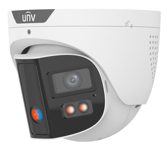 PRIME-III SERIES IP CAMERA WHITE AI 180° PEOPLE COUNT 8MP/4K H.264/5/5+/ MJPEG TURRET WITH DUAL LENS 130 WDR METAL 2.8MM FIXED LENS COLOR HUNTER IR+WARM LED 30M POE IP67 BUILT IN MIC AUDIO IN AUDIO OUT 1 x ALARM IN 1 x ALARM OUT SUPPORT UP TO 512GB SD IK10 12VDC