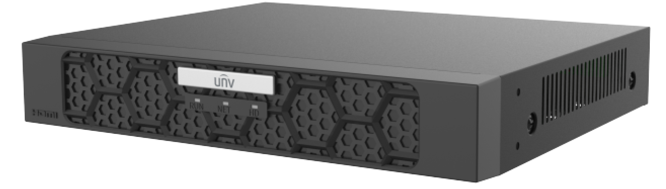 UNIVIEW PRIME 4CH AI NVR 4x POE UPTO 16MP 80Mbps INPUT 1xSATA HDD PORT UP TO 16TB EACH 48VDC