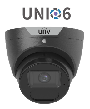 UNI6 PRIME-II IP CAMERA BLACK AI PEOPLE COUNT 6MP H.264/5/5+/ MJPEG TURRET 130 WDR PLASTIC/METAL 2.8MM FIXED LENS LIGHT HUNTER IR 40M POE IP67 BUILT IN MIC SUPPORT UP TO 256GB SD 12VDC