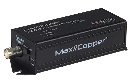 VIGITRON MAXIICOPPER SINGLE PORT ETHERNET EXTENDER OVER COAX 4K UHD UPTO 549M AT 100MB /1515M AT 10MB POE PASS THROUGH OPERATE TEMPERATURE -40?C TO 75?C 12VDC/AC SUITS VI2400A/ VI2400WP